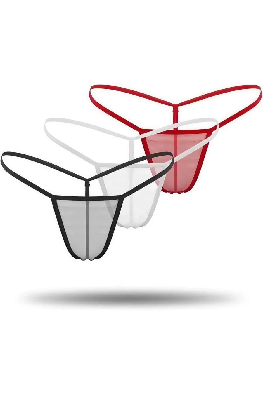 3'lü Renkli Transparan Tül String Tanga