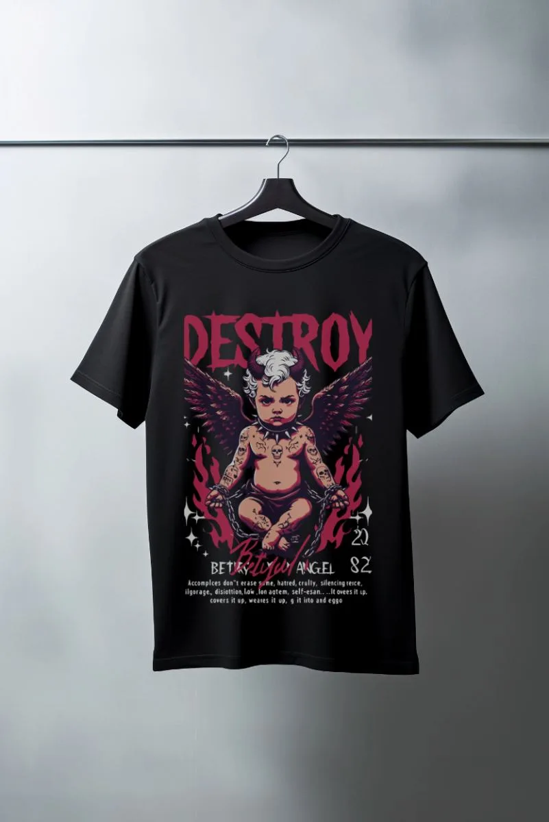 Unisex Oversize 24/1 Penye DTF Baskılı Tişört - DTF144