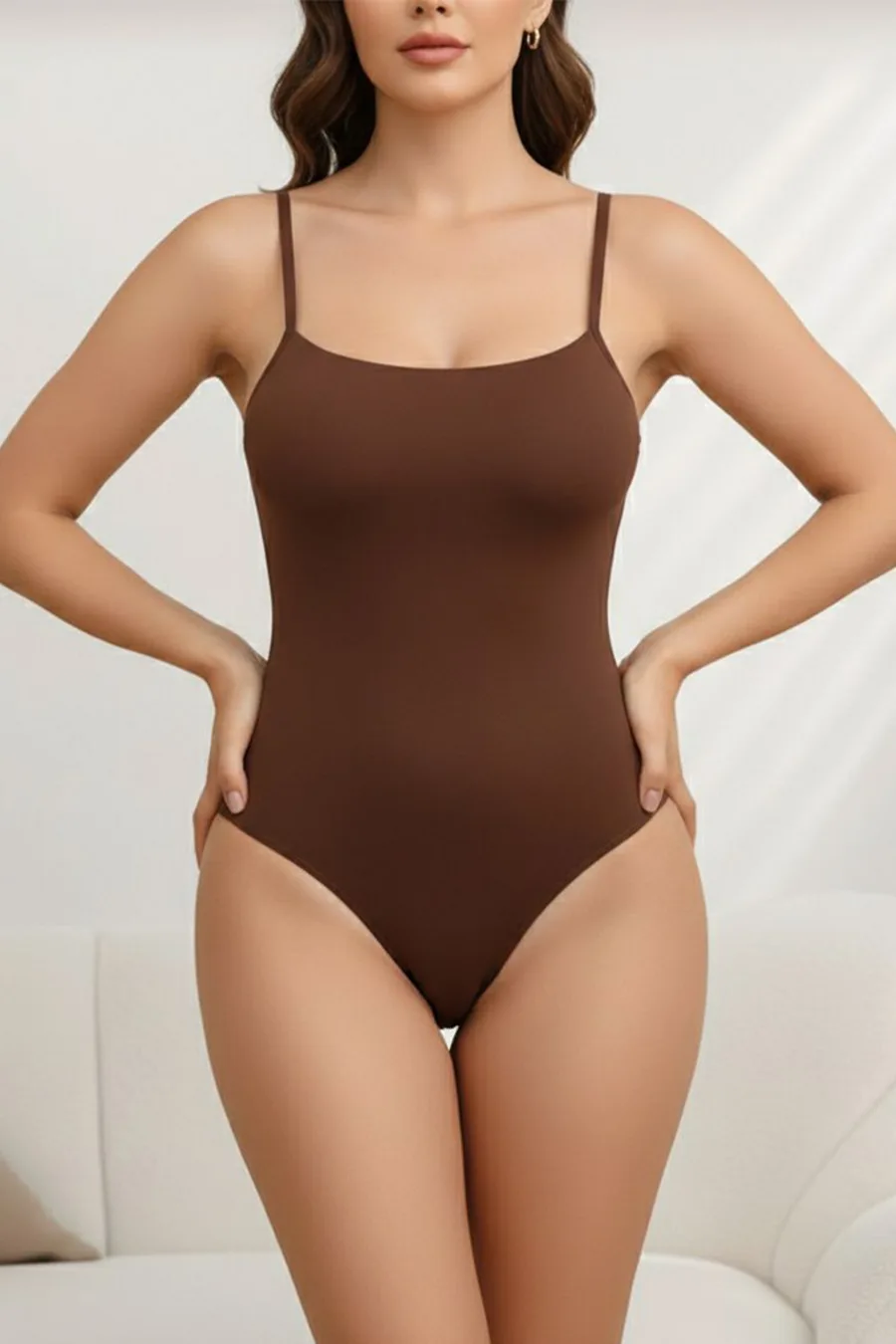örme kumaş zıbın string model toparlayıcı body 9052 Kahverengi