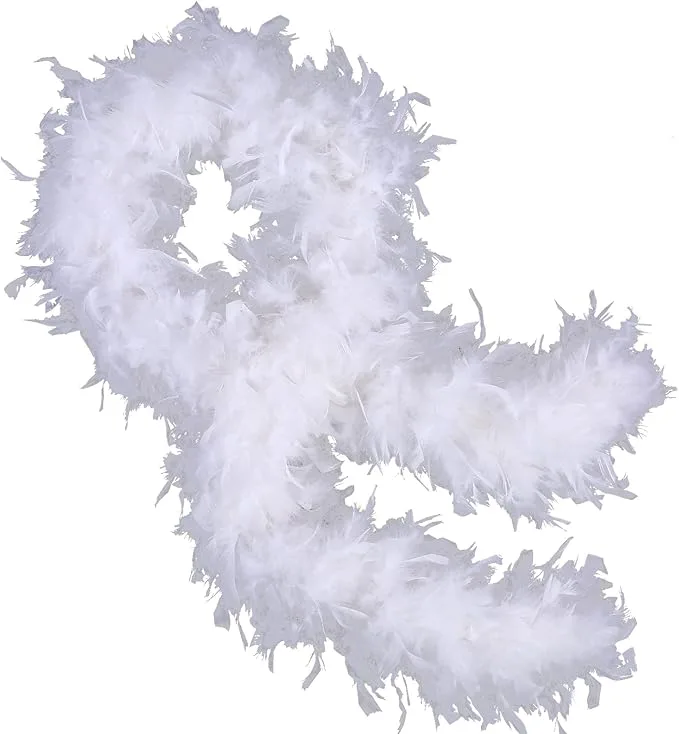 Beyaz Renk Kabarık Kalın Otriş Boa Tüy 6 cm Genişlik 180-200 cm Uzunluk