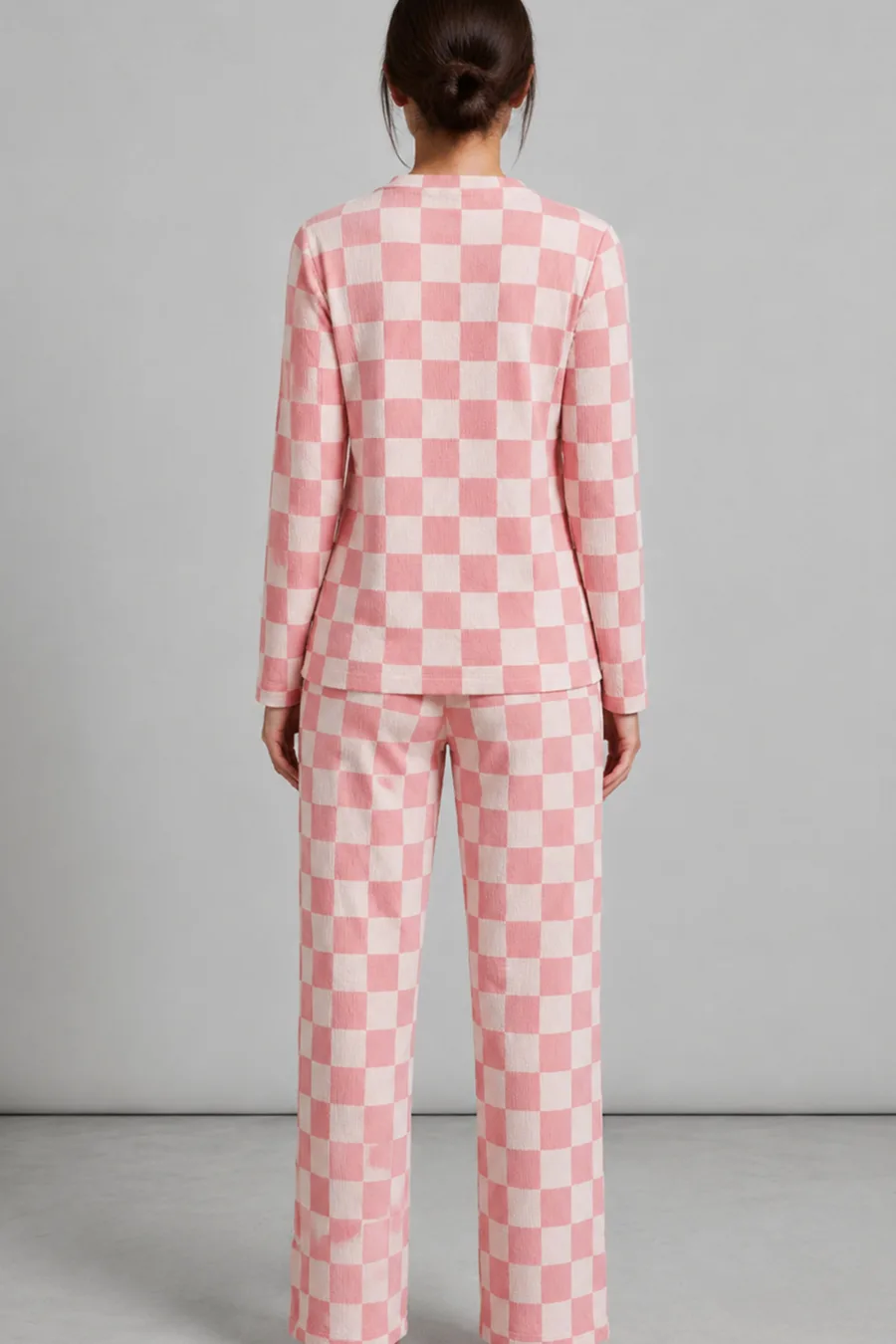 Kadın Çizgili Regular Fit Pembe Pijama Takımı 4691