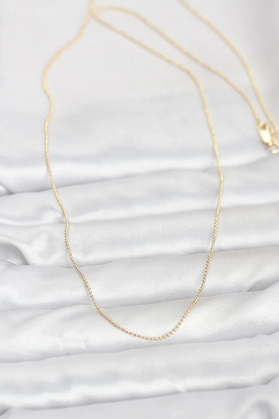 CM 14K Gold Renk İnce Top Zincirli 60 cm Kadın Kolye