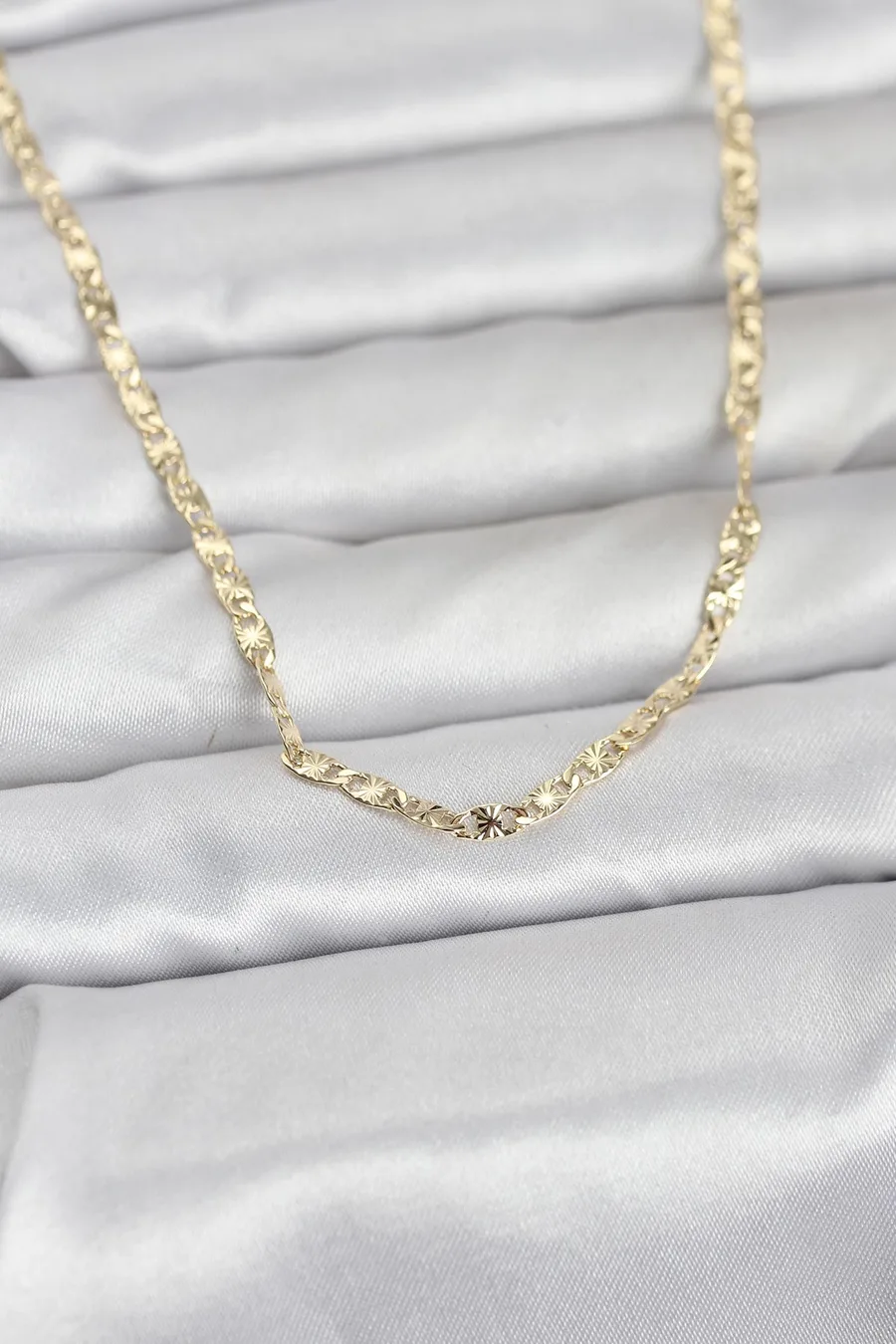 CM 14K Gold Renk Lazer Zincirli Model 60 cm Kadın Kolye